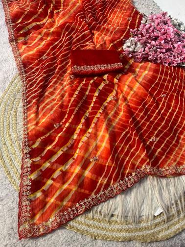 Vinayak multi coloured lehriya shopping in surat india saree